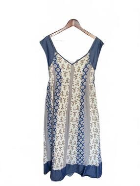 Davi & Dani Plus Floral Patchwork Chambray Maxi Summer Dress Size 2XL